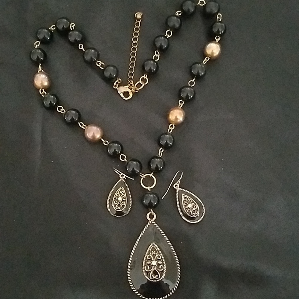 Vintage Black and Bronze Costume Jewelry